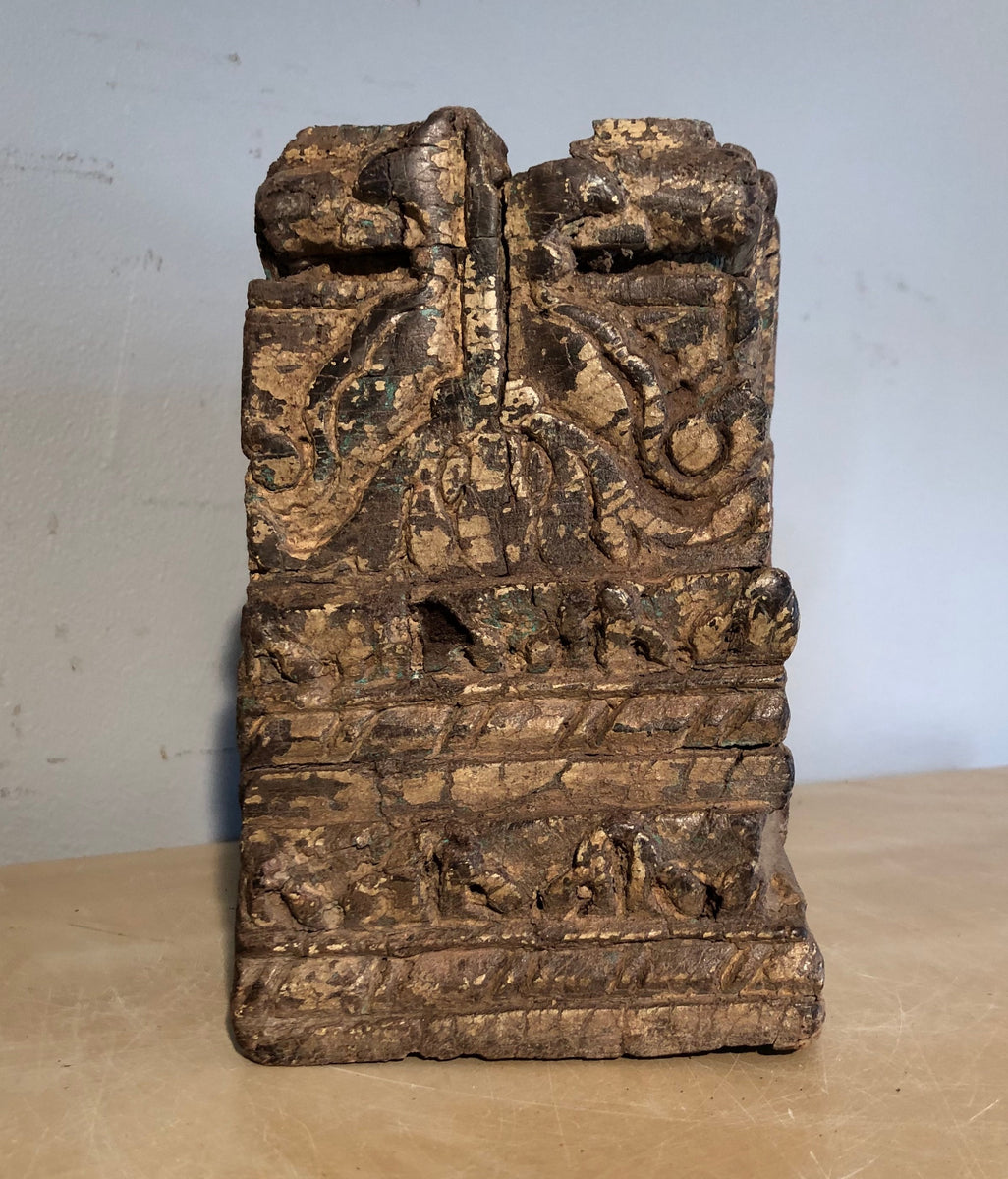 Vintage Handcarved Wood Architectural Salvage Wood Block From India, W ...